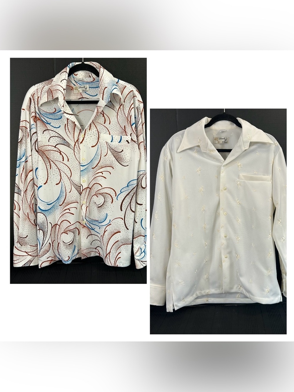 Vintage Retro Men's Polyester Shirts Size L By A Touch Of Class